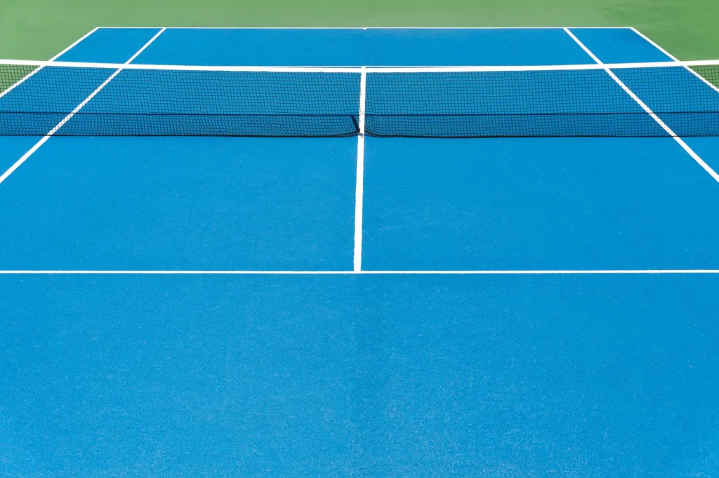 blue tennis court on outdoors