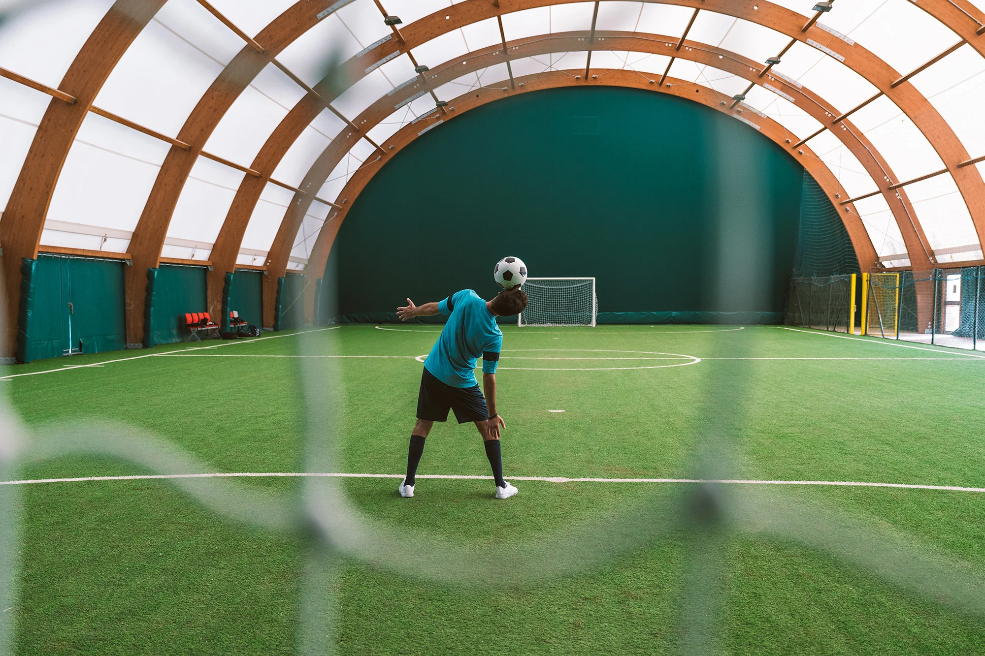 cinematic image of a soccer freestyle player makin