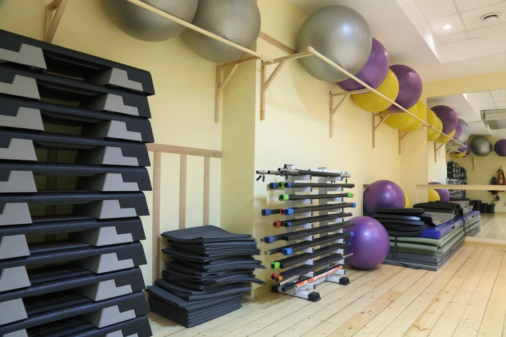 exercise equipment against the wall