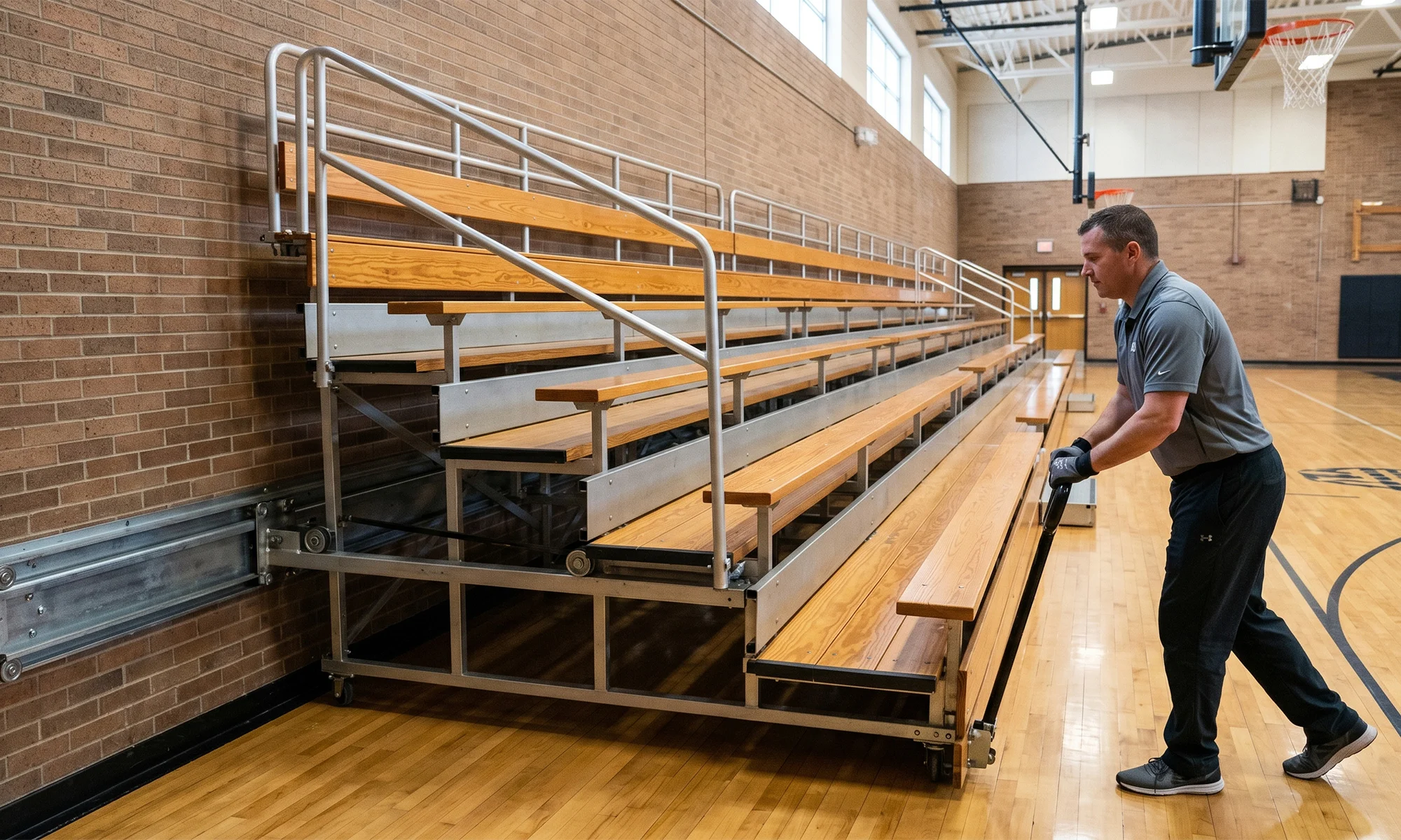 manual retractable bleachers image