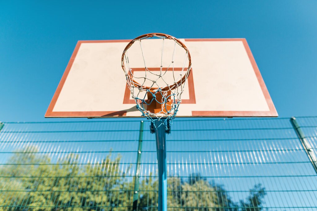 street basketball close up shield and ring