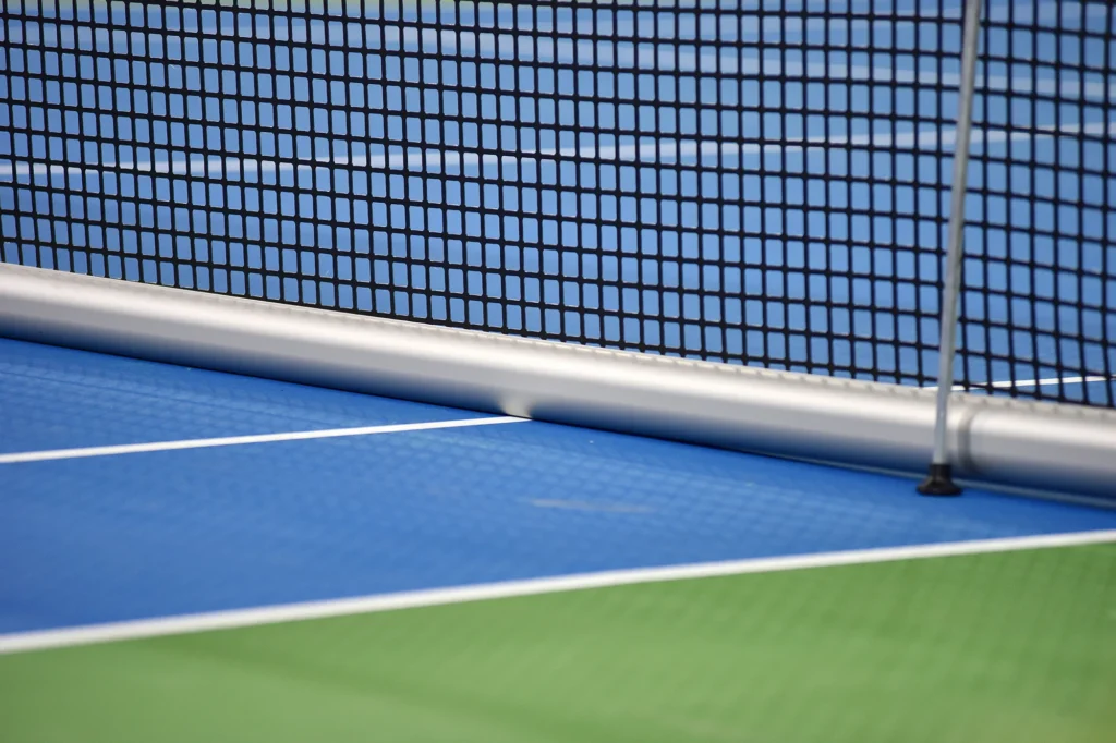 tennis blue hard court with net