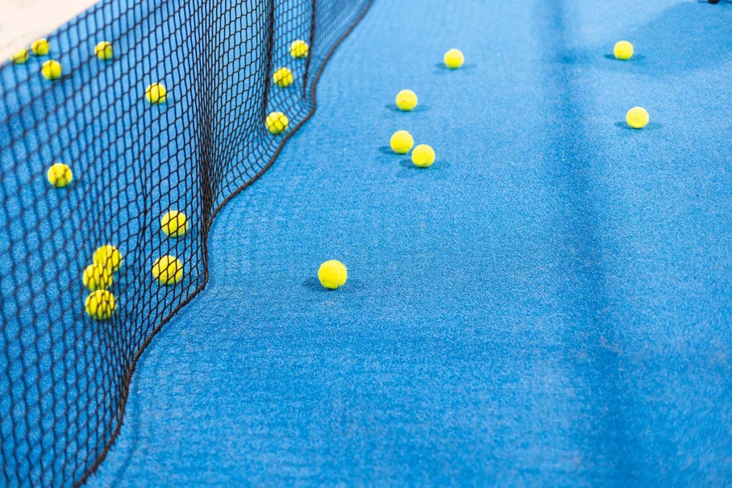 tennis padel balls in court